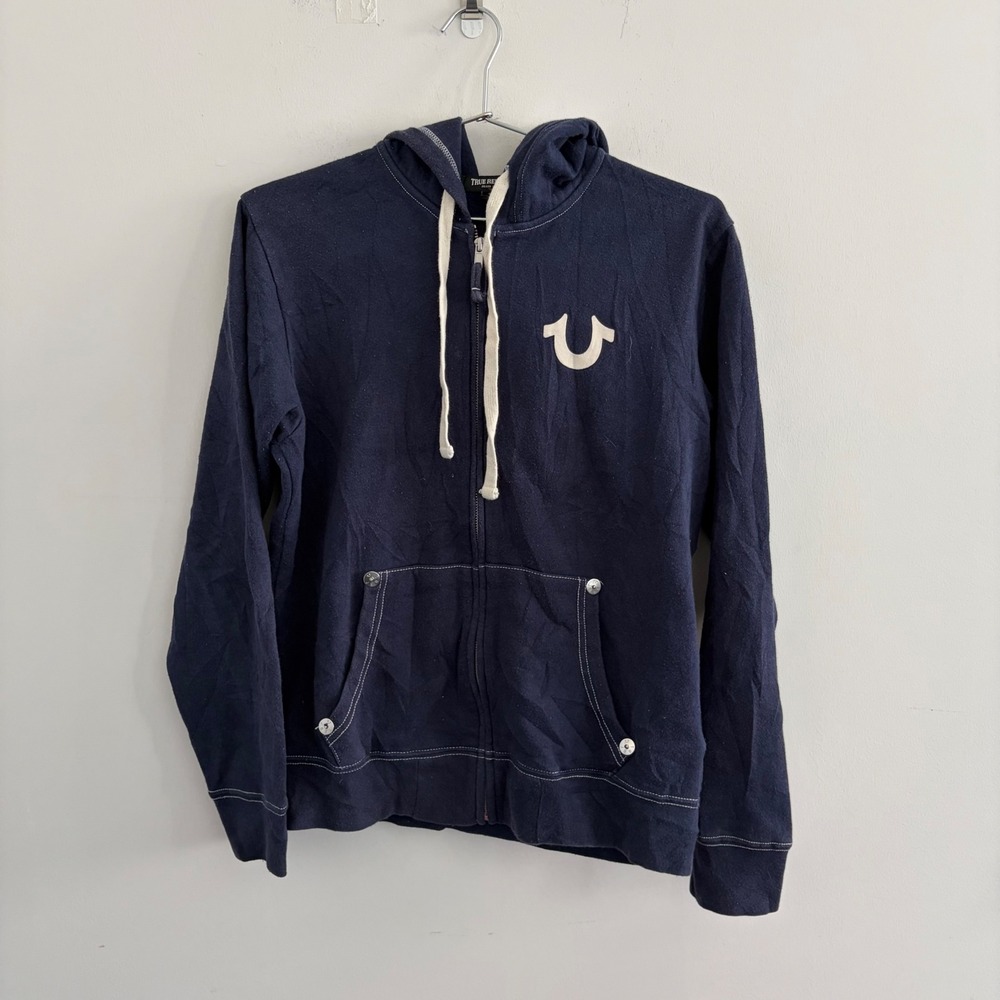 True Religion World Tour Navy Blue Full Zip Hoodie Small